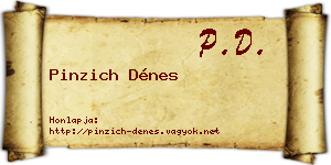 Pinzich Dénes névjegykártya